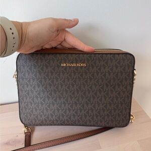 Michael Kors Black and Brown Messenger Bag